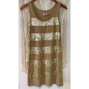 Juicy Couture Mini Tank Dress Small Wool Y2K Style Sequin Stripe NYE Glam